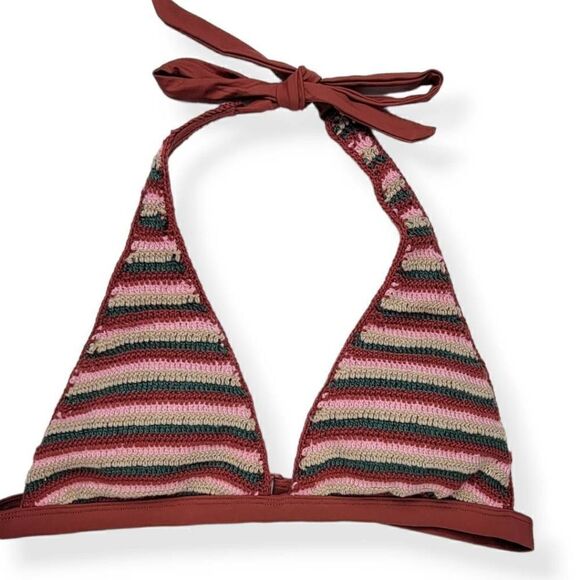 Xhilaration Crochet Halter striped Bikini Top Large 8-10 Jrs. - Picture 1 of 3